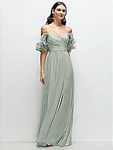 Alt View 1 Thumbnail - Willow Green Dramatic Ruffle Edge Strap Chiffon Maxi Dress