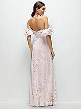 Alt View 3 Thumbnail - Watercolor Print Dramatic Ruffle Edge Strap Chiffon Maxi Dress