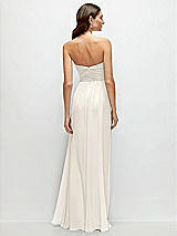 Rear View Thumbnail - Ivory Strapless Pleated Surplice Chiffon Maxi Dress with A-Line Skirt