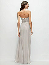 Rear View Thumbnail - Oyster Strapless Pleated Surplice Chiffon Maxi Dress with A-Line Skirt