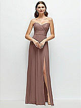 Front View Thumbnail - Sienna Strapless Pleated Surplice Chiffon Maxi Dress with A-Line Skirt