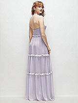 Rear View Thumbnail - Moondance Strapless Chiffon Maxi Dress with Tiered Micro Ruffle Full Skirt