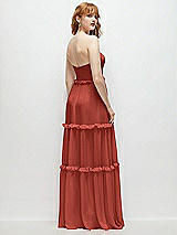 Rear View Thumbnail - Amber Sunset Strapless Chiffon Maxi Dress with Tiered Micro Ruffle Full Skirt