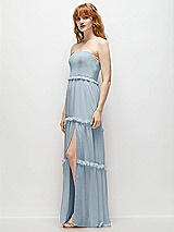 Side View Thumbnail - Mist Strapless Chiffon Maxi Dress with Tiered Micro Ruffle Full Skirt