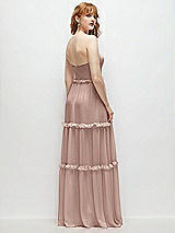 Rear View Thumbnail - Neu Nude Strapless Chiffon Maxi Dress with Tiered Micro Ruffle Full Skirt