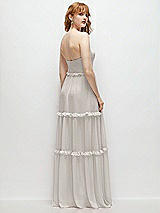 Rear View Thumbnail - Oyster Strapless Chiffon Maxi Dress with Tiered Micro Ruffle Full Skirt