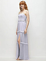 Side View Thumbnail - Silver Dove Strapless Chiffon Maxi Dress with Tiered Micro Ruffle Full Skirt