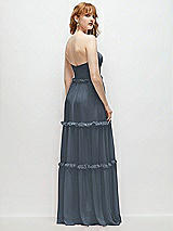 Rear View Thumbnail - Silverstone Strapless Chiffon Maxi Dress with Tiered Micro Ruffle Full Skirt