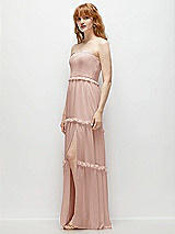 Side View Thumbnail - Toasted Sugar Strapless Chiffon Maxi Dress with Tiered Micro Ruffle Full Skirt