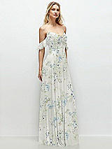 Alt View 2 Thumbnail - Bleu Garden Convertible Ruffle Strap Chiffon Maxi Dress with Full Circle Skirt