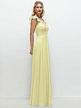 Side View Thumbnail - Butter Yellow Convertible Ruffle Strap Chiffon Maxi Dress with Full Circle Skirt