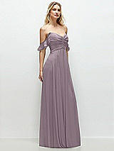 Alt View 2 Thumbnail - Lilac Dusk Convertible Ruffle Strap Chiffon Maxi Dress with Full Circle Skirt