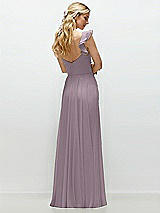 Rear View Thumbnail - Lilac Dusk Convertible Ruffle Strap Chiffon Maxi Dress with Full Circle Skirt