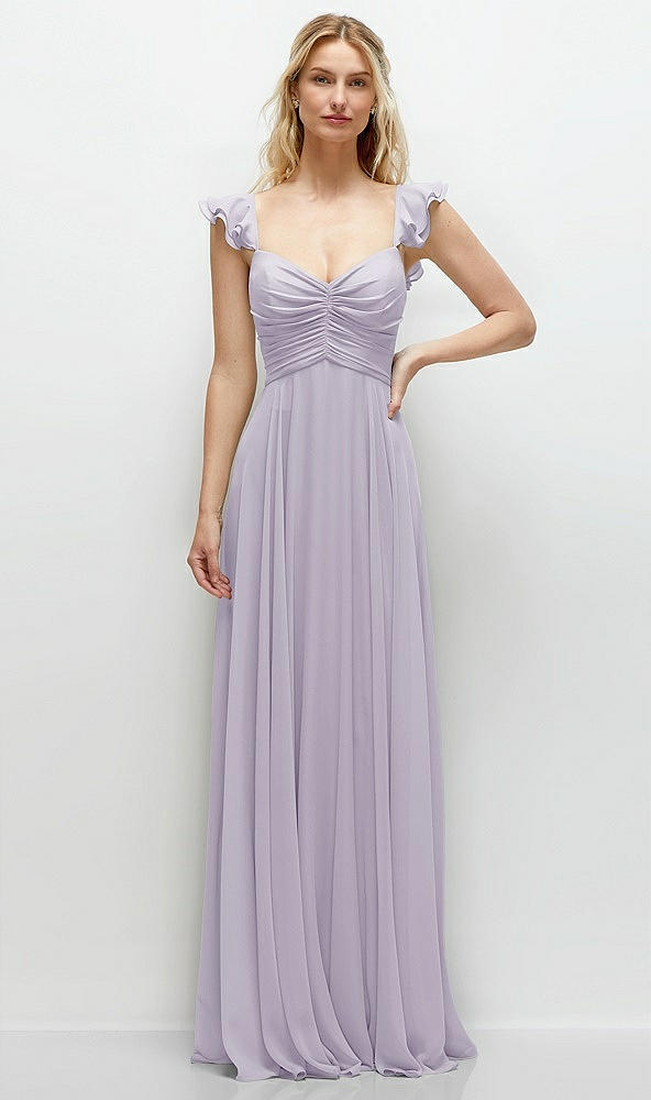 Front View - Moondance Convertible Ruffle Strap Chiffon Maxi Dress with Full Circle Skirt