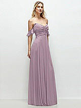 Alt View 2 Thumbnail - Suede Rose Convertible Ruffle Strap Chiffon Maxi Dress with Full Circle Skirt