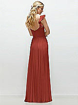 Rear View Thumbnail - Amber Sunset Convertible Ruffle Strap Chiffon Maxi Dress with Full Circle Skirt