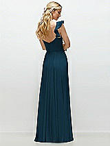 Rear View Thumbnail - Atlantic Blue Convertible Ruffle Strap Chiffon Maxi Dress with Full Circle Skirt