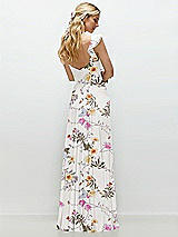 Rear View Thumbnail - Butterfly Botanica Ivory Convertible Ruffle Strap Chiffon Maxi Dress with Full Circle Skirt