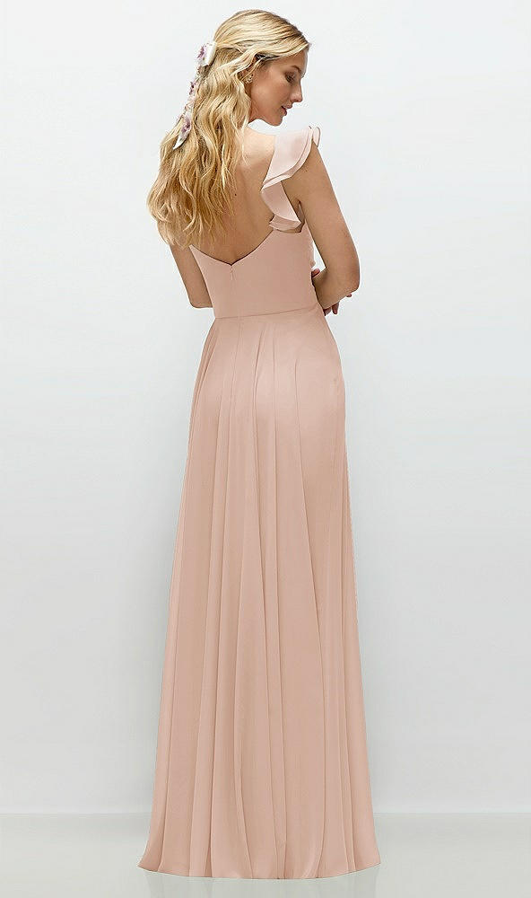 Back View - Cameo Convertible Ruffle Strap Chiffon Maxi Dress with Full Circle Skirt