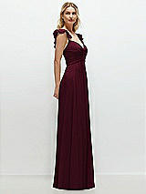 Side View Thumbnail - Cabernet Convertible Ruffle Strap Chiffon Maxi Dress with Full Circle Skirt