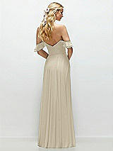 Alt View 3 Thumbnail - Champagne Convertible Ruffle Strap Chiffon Maxi Dress with Full Circle Skirt