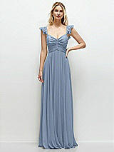 Front View Thumbnail - Cloudy Convertible Ruffle Strap Chiffon Maxi Dress with Full Circle Skirt