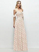 Alt View 2 Thumbnail - Coquette Floral Print Convertible Ruffle Strap Chiffon Maxi Dress with Full Circle Skirt