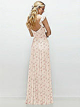 Rear View Thumbnail - Coquette Floral Print Convertible Ruffle Strap Chiffon Maxi Dress with Full Circle Skirt