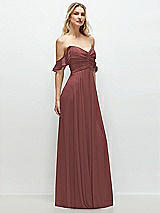 Alt View 2 Thumbnail - English Rose Convertible Ruffle Strap Chiffon Maxi Dress with Full Circle Skirt