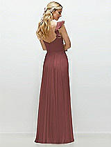 Rear View Thumbnail - English Rose Convertible Ruffle Strap Chiffon Maxi Dress with Full Circle Skirt