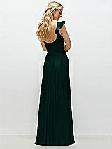 Rear View Thumbnail - Evergreen Convertible Ruffle Strap Chiffon Maxi Dress with Full Circle Skirt