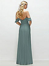 Alt View 3 Thumbnail - Icelandic Convertible Ruffle Strap Chiffon Maxi Dress with Full Circle Skirt