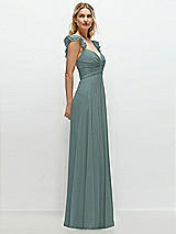 Side View Thumbnail - Icelandic Convertible Ruffle Strap Chiffon Maxi Dress with Full Circle Skirt