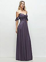 Alt View 2 Thumbnail - Lavender Convertible Ruffle Strap Chiffon Maxi Dress with Full Circle Skirt