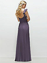 Rear View Thumbnail - Lavender Convertible Ruffle Strap Chiffon Maxi Dress with Full Circle Skirt