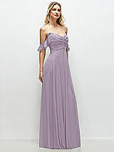 Alt View 2 Thumbnail - Lilac Haze Convertible Ruffle Strap Chiffon Maxi Dress with Full Circle Skirt