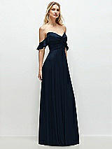 Alt View 2 Thumbnail - Midnight Navy Convertible Ruffle Strap Chiffon Maxi Dress with Full Circle Skirt