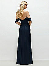 Alt View 3 Thumbnail - Midnight Navy Convertible Ruffle Strap Chiffon Maxi Dress with Full Circle Skirt