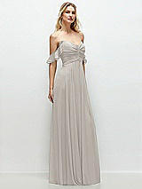 Alt View 2 Thumbnail - Oyster Convertible Ruffle Strap Chiffon Maxi Dress with Full Circle Skirt