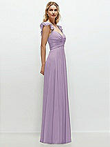 Side View Thumbnail - Pale Purple Convertible Ruffle Strap Chiffon Maxi Dress with Full Circle Skirt