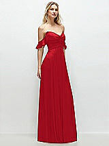 Alt View 2 Thumbnail - Parisian Red Convertible Ruffle Strap Chiffon Maxi Dress with Full Circle Skirt