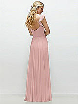 Rear View Thumbnail - Rose - PANTONE Rose Quartz Convertible Ruffle Strap Chiffon Maxi Dress with Full Circle Skirt