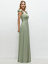 Side View Thumbnail - Sage Convertible Ruffle Strap Chiffon Maxi Dress with Full Circle Skirt