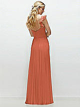 Rear View Thumbnail - Terracotta Copper Convertible Ruffle Strap Chiffon Maxi Dress with Full Circle Skirt