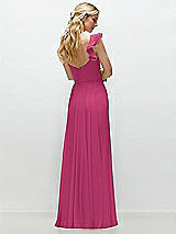 Rear View Thumbnail - Tea Rose Convertible Ruffle Strap Chiffon Maxi Dress with Full Circle Skirt