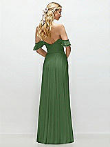 Alt View 3 Thumbnail - Vineyard Green Convertible Ruffle Strap Chiffon Maxi Dress with Full Circle Skirt