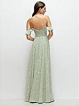 Rear View Thumbnail - Vintage Primrose Sage Convertible Ruffle Strap Chiffon Maxi Dress with Full Circle Skirt