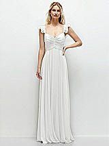 Front View Thumbnail - White Convertible Ruffle Strap Chiffon Maxi Dress with Full Circle Skirt