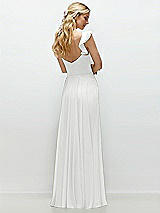 Rear View Thumbnail - White Convertible Ruffle Strap Chiffon Maxi Dress with Full Circle Skirt