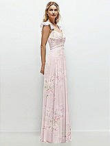 Side View Thumbnail - Watercolor Print Convertible Ruffle Strap Chiffon Maxi Dress with Full Circle Skirt